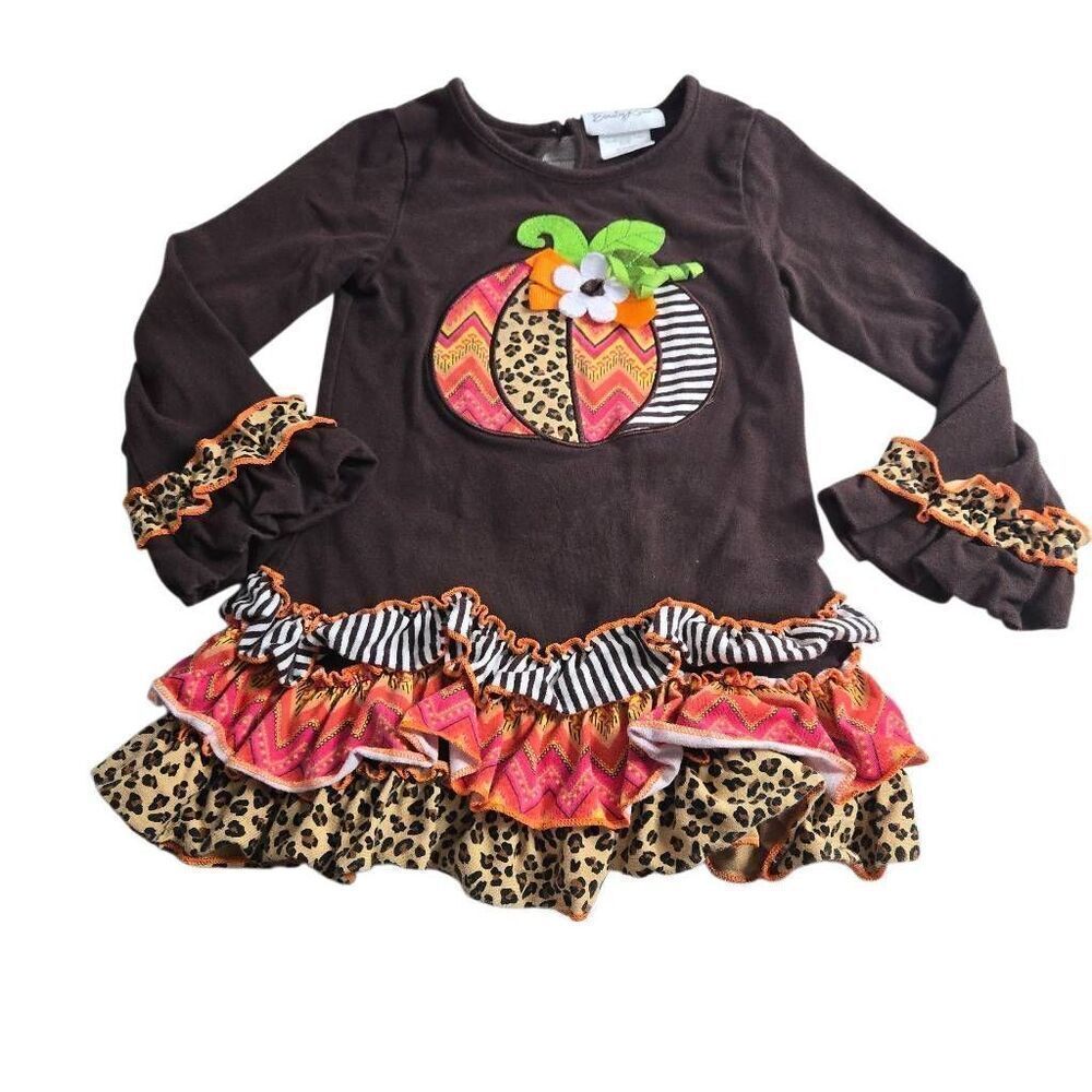 Emily Rose Thanksgiving Fall Leopard Pumpkin Tunic shirt 4t